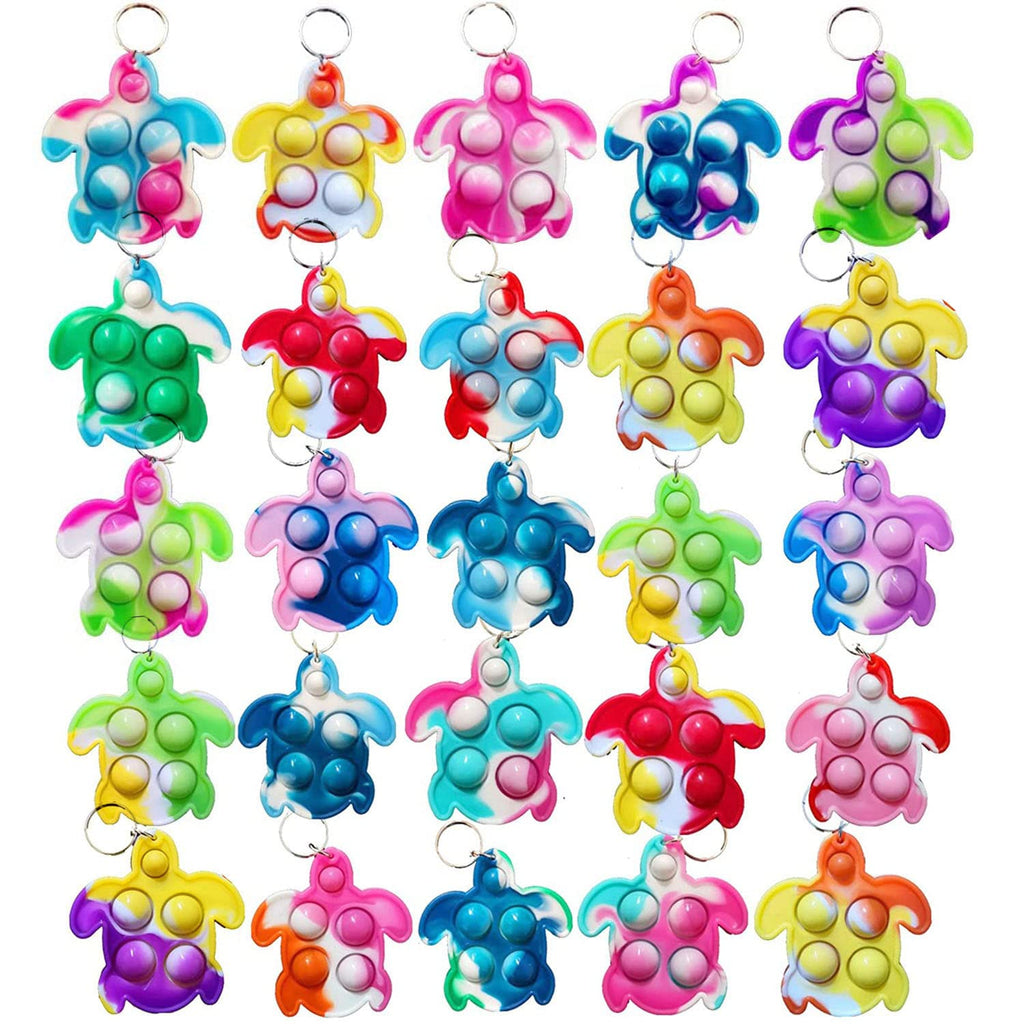 100 Packs Bulk Turtle Mini Pop Fidget Toys Autism Special Needs Squeeze Sensory Gift for Students Bubble Prize Beach Ocean Animal Summer Party Favors