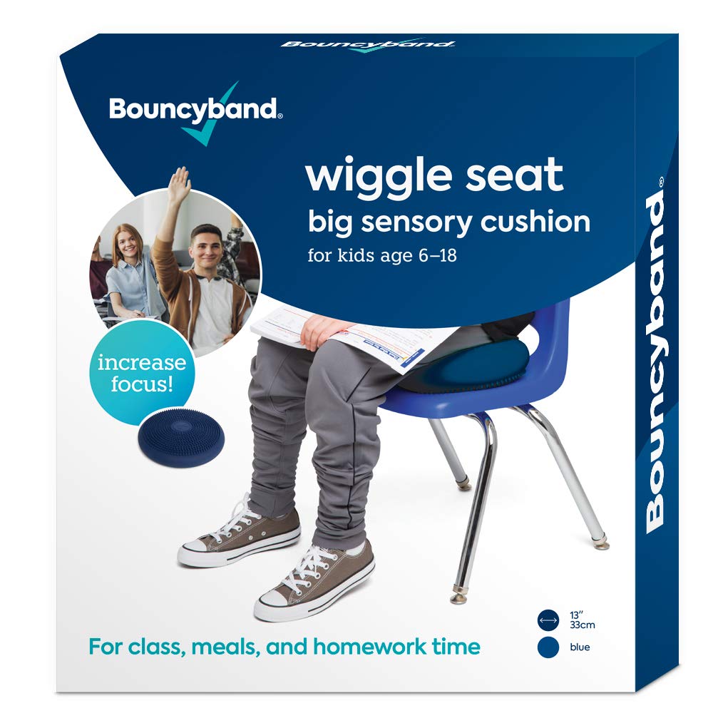 Bouncyband – Wiggle Seat – Blue 13” D – Large Sensory Cushion for Kids Ages 6-18+ – Promotes Active Learning Improves Student Productivity Includes Easy-Inflation Pump