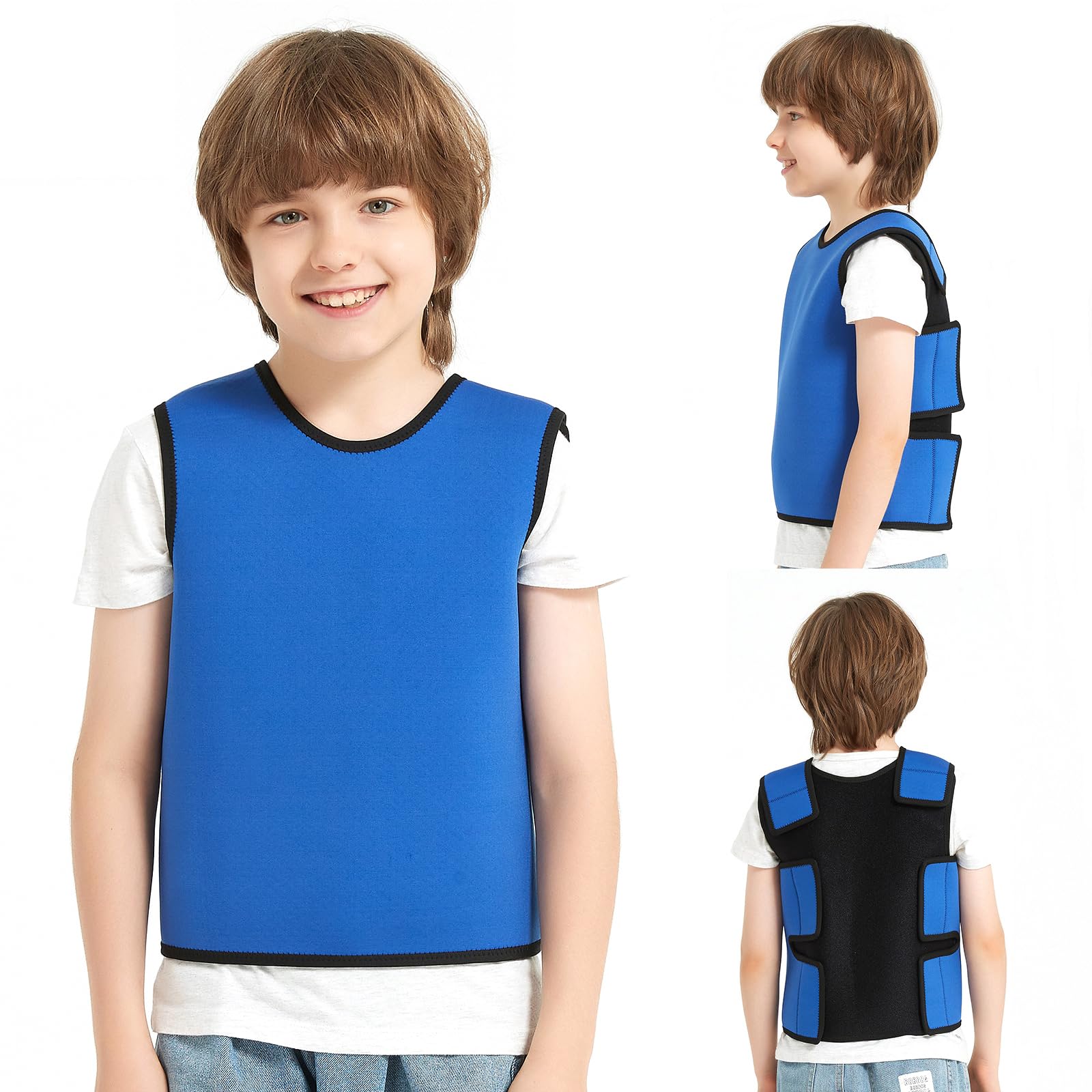 Sensory Compression Vest for Kids Sensory Processing Disorder Vest Deep Pressure Comfort (Dark Blue Large)