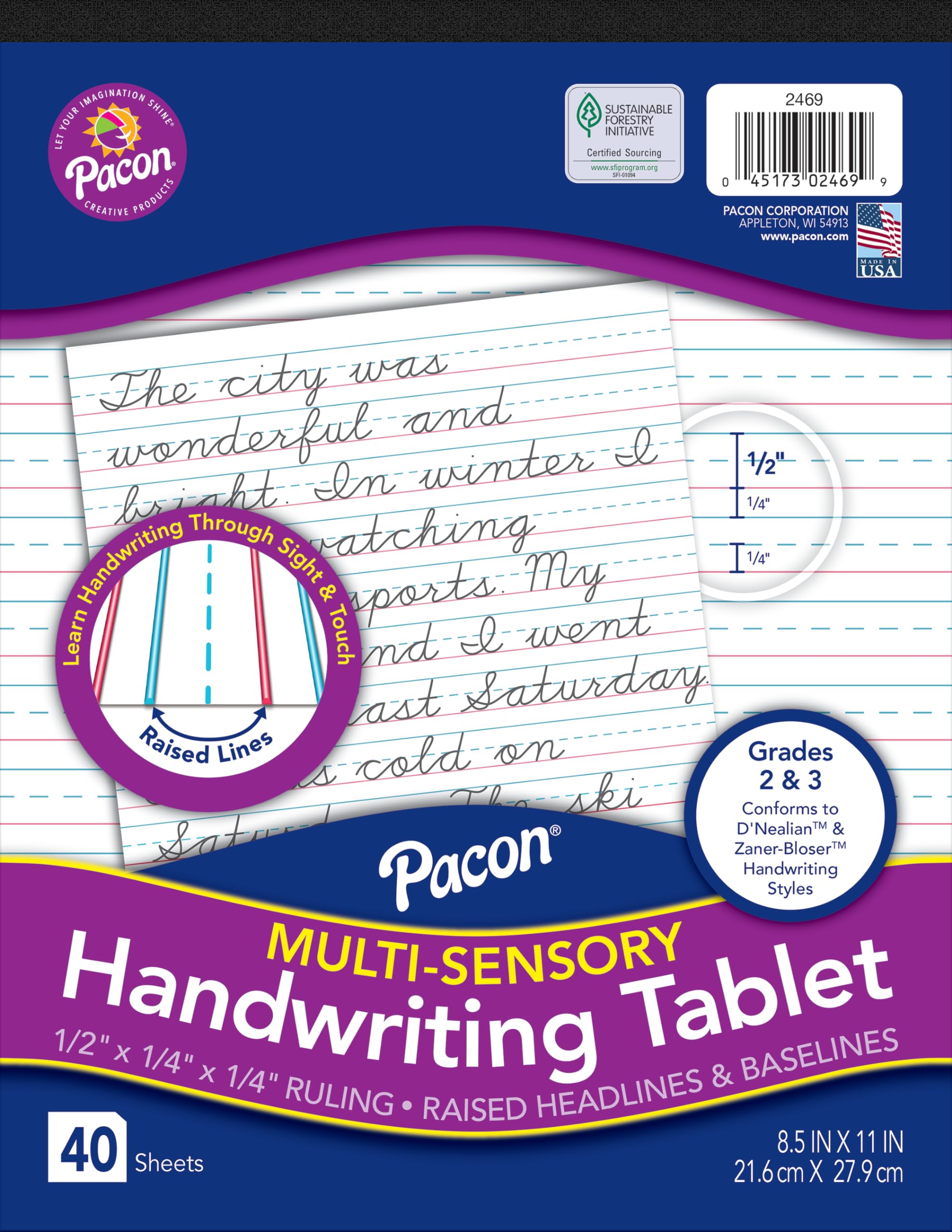 Pacon Multi-Sensory Ruled Handwriting Tablet White