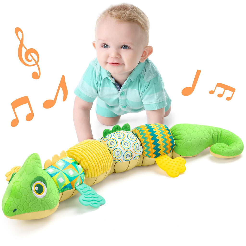 LIGHTDESIRE Baby Toys Musical DinosaurInfant Stuffed Animal Toys with Crinkle and RattlesSoft Sensory Toys with Textures for Tummy Time Newborn Boys Girls 0 3 6 12 Months(Green)
