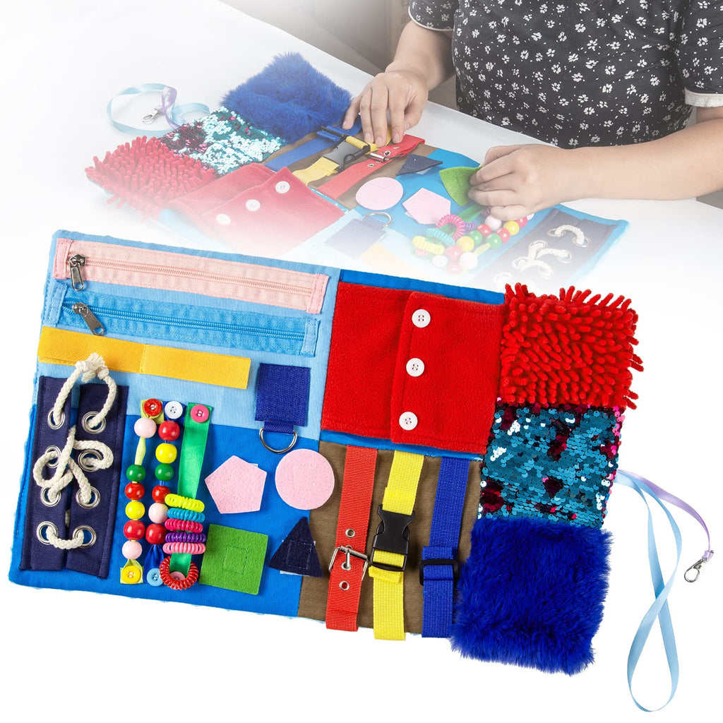 Fidget Blanket for Elderly Dementia Alzheimers Products Sensory Blanket Memory Loss Fidget Toys Autistic Activities Pad Anxiety Relief Improves Mental Stimulation