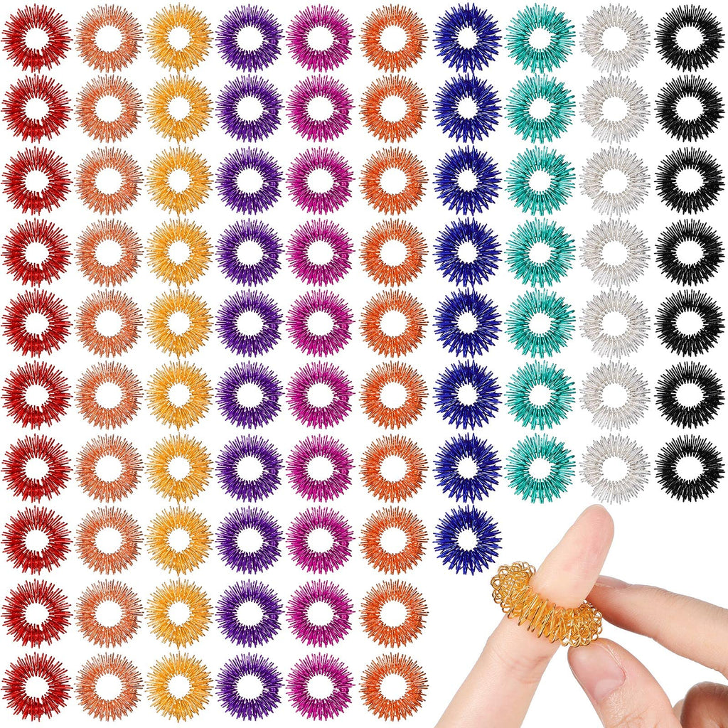 200 Pcs Acupressure Rings Fidget Ring Spiky Sensory Finger Rings Massager Ring Stress Relief Fidget Sensory Toys Anxiety Relief Toys Stress Reducer Ring for Men Women(Classic Color)