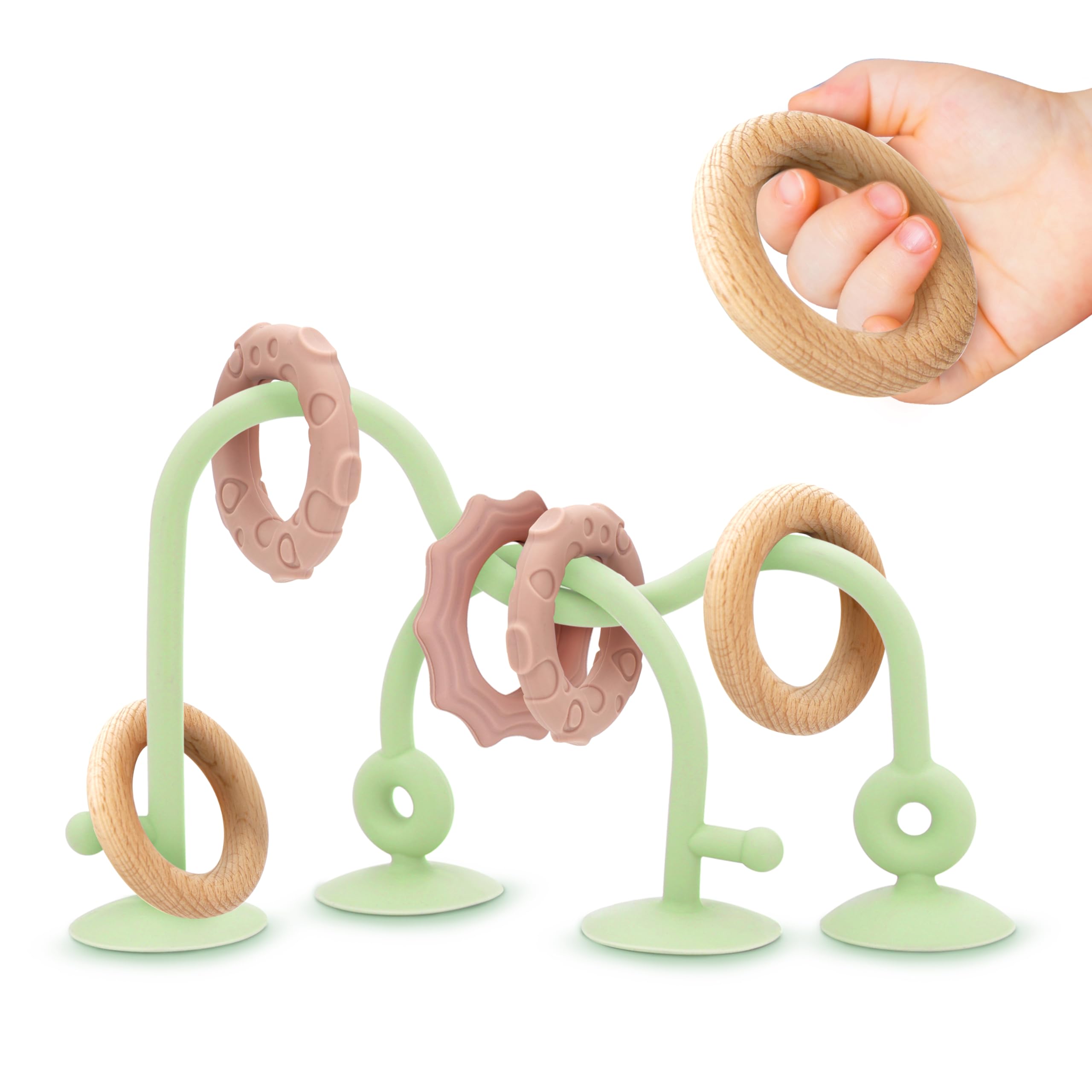Ascnduup Suction Cup Sensory Bath Toys - 24hr Strong Hold Play Activity for Babies Silicone Sensory Bath Time Montessori Teething Toy for Infants and Toddlers Baby Highchair Toy for 0-12 Months