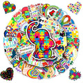 Autism Awareness Stickers 50 Pcs Autism Awareness Waterproof Vinyl Decals for Water Bottles Laptop Luggage Cup Computer Mobile Phone Skateboard Guitar Helmet Snowboard Décor