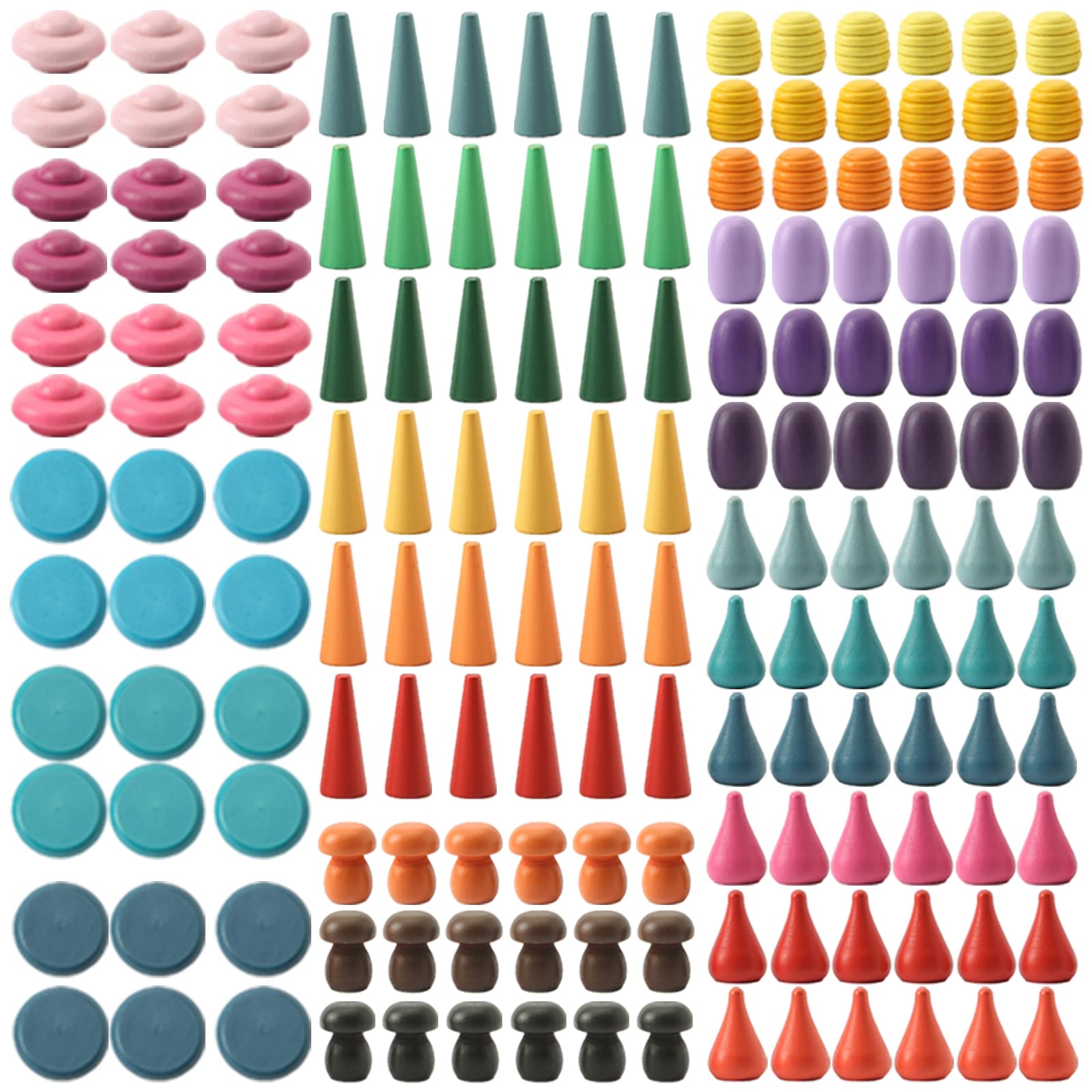 Promise Babe 162 PCS Wooden Loose Parts Toy Rainbow Stacking Toy for Toddlers Sensory Play Set Colorful Montessori Materials Preschool Learning Building Toys for Boys Girls
