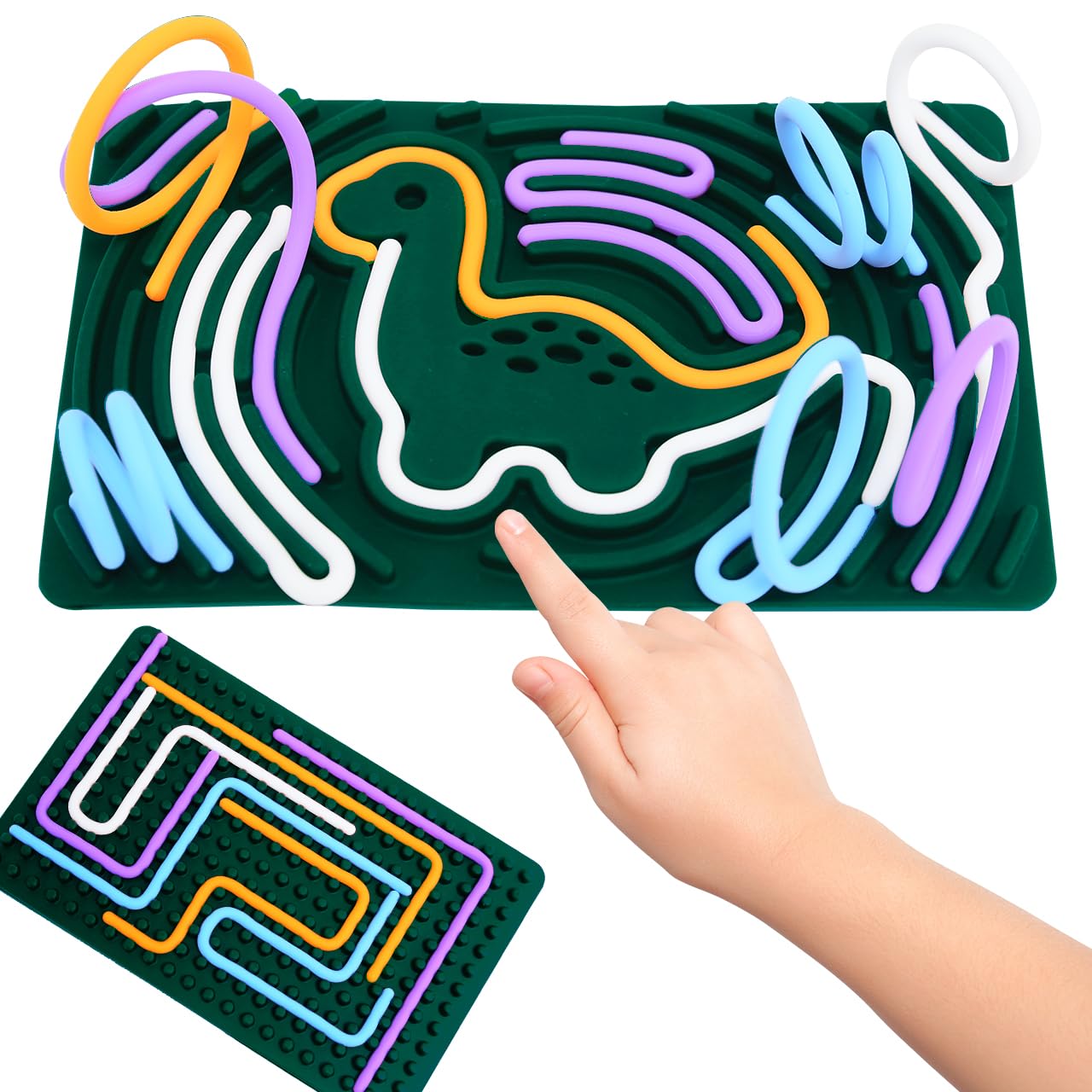 Sensory Activity Board for Kid Sensory Fidget Toys Autism Sensory Products Silicone Calm Down Toy Kids 3+ & Adults Activities for Travel ADHD Toy Sensory Toy (Dark Green)