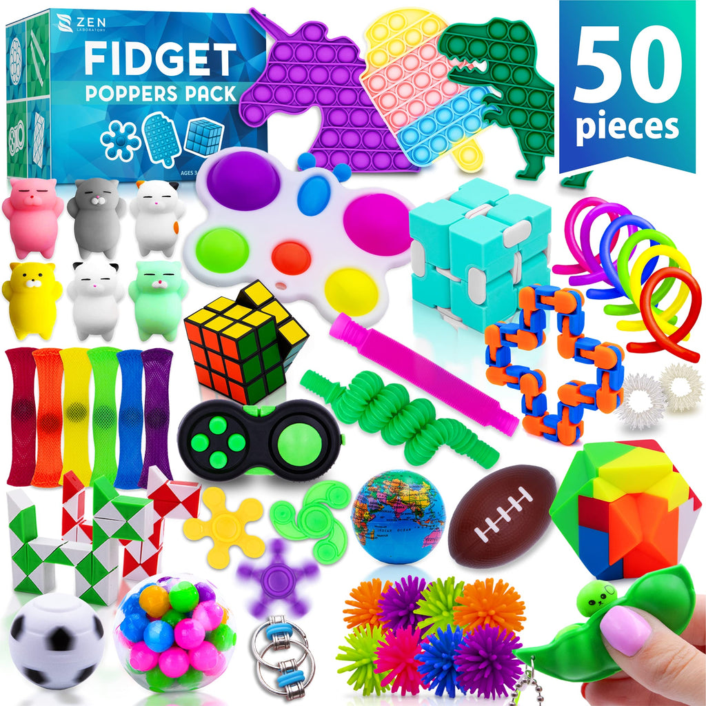 50 Pcs Fidget Toys Pack - Stocking Stuffers for Kids Gifts for Kids Party Favors - Adults Stress Relief Sensory Toy - ADHD Toys Bulk for Classroom Treasure Box Prizes - Pop Its