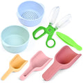 Madzee 7 Pieces Fine Motor Skill Toys for Children 3 Silicone Scoops 2 Nesting Bowls 1 Tweezer 1 Scooper - Sensory Bin Accessories