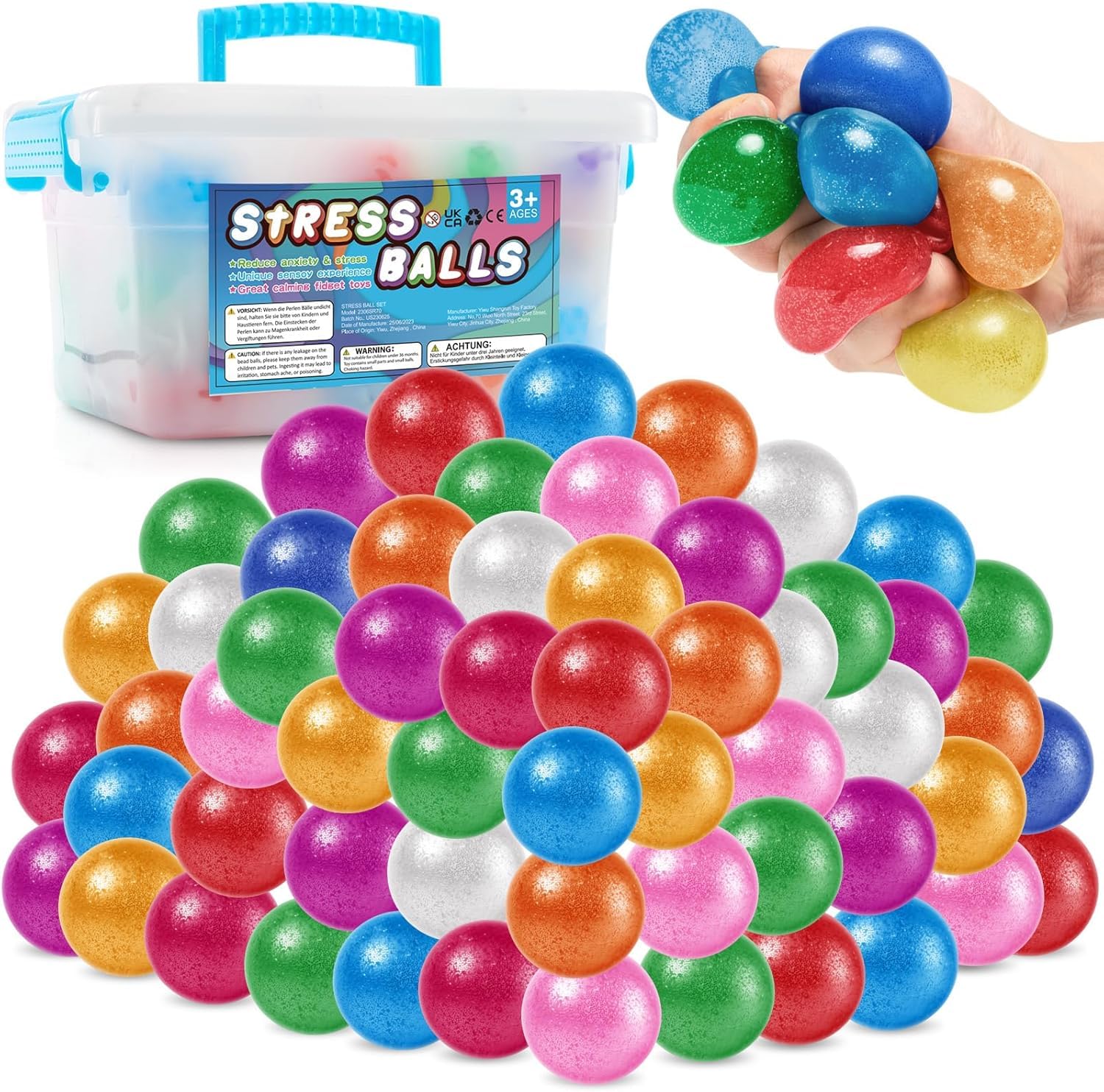 70Pcs Stress Balls-Squishy Stress Balls Bulk-Treasure Box Toys-Fidgets Prizes Bulk-Sensory Balls-Stress Balls for Adults -Classroom Prize-Goodie Bag Stuffers Sensory Toys for Autistic Autism (70pack)