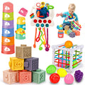 Montessori Baby Toys 6-12-18 Months Infant Pull String Stacking Cups Shape Sorter Blocks Toy 6 7 8 9 10 11 12 M+ Sensory Development Learning Toy 6-9 9-12 Months Birthday Gift for 1 Year Old Boy Girl