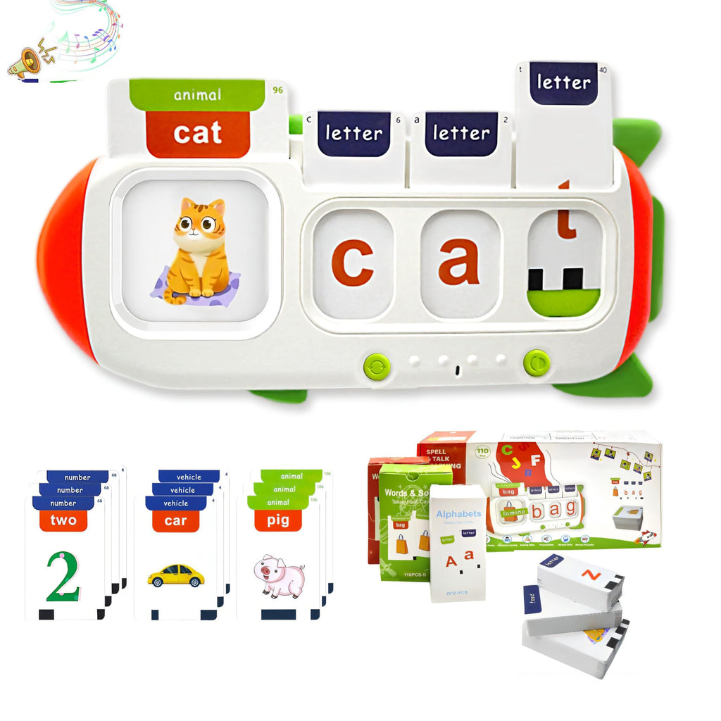 HUBFIVY Talking Flash Cards for Toddlers 2 3 4 5 6 7 8Sight Words Sensory Montessori Learning Toys with AutismCVC Word Spelling & Talking ABC Flash Card for Kidsfor Preschool Boys Girls