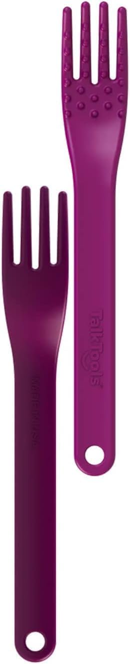 TalkTools® Magenta Fork™ - Provides oral awareness during feeding | Encourages lip closure | Increases sensory awareness | FDA compliant Latex Lead BPA and Phthalates free (Wee Bumpy)
