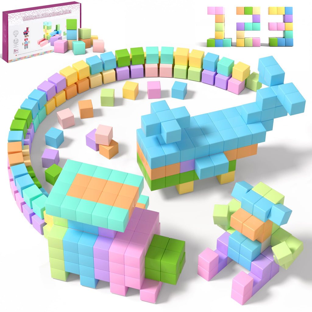 Hazms 60pcs Magnetic Blocks - 1.38 inch Large Magnetic Building Blocks for Toddlers Colorful Magnetic Cubes Preschool Educational Sensory Toys Creative Learning Kids Blocks for Boys Girls Aged 3+