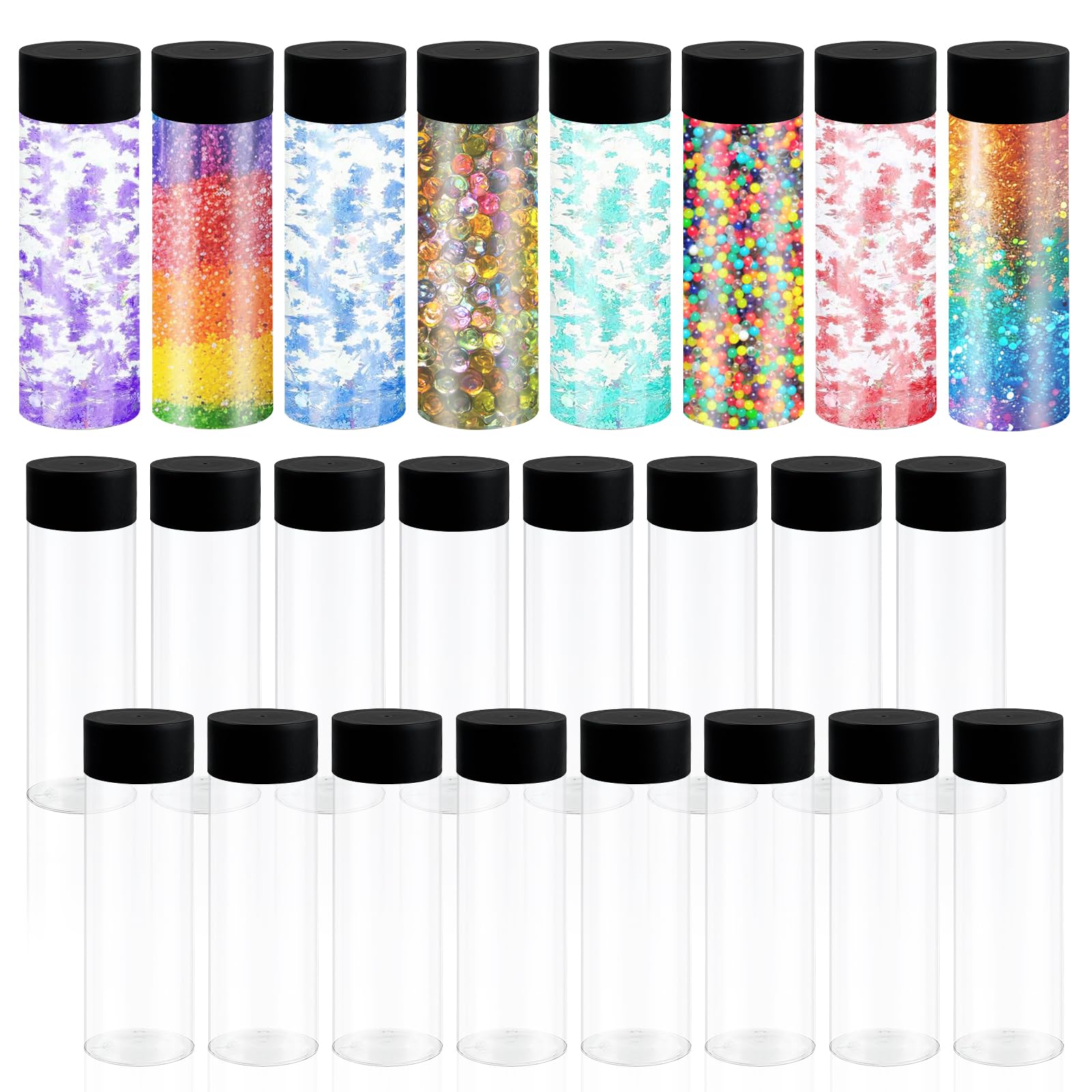 24 Pcs Sensory Bottles with Lids 10 oz/ 300 ml Leakproof Clear Plastic Water Bottles Reusable Empty Sensory Bottles for Sensory Crafts Classroom Handmade Party Supply
