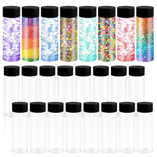 24 Pcs Sensory Bottles with Lids 10 oz/ 300 ml Leakproof Clear Plastic Water Bottles Reusable Empty Sensory Bottles for Sensory Crafts Classroom Handmade Party Supply
