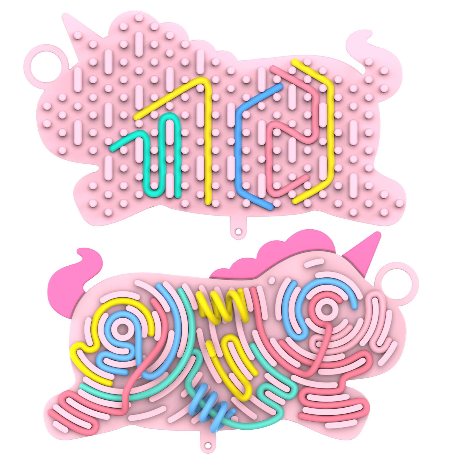 Silicone Sensory Activity BoardDouble-Sided Busy Board for Fine Motor SkillFidget Toy for Calming Stress Anxiety ADHD  Autism  Silent No Mess  Kids 3+ & Adults(UnicornPink)