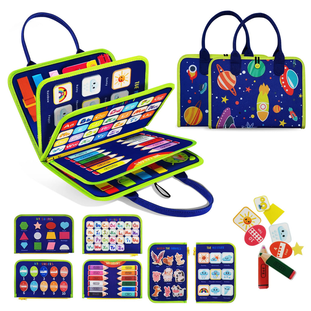 TenFans Busy Board - Montessori Toys for 1 2 3 Years Old - Sensory Toys for Autism - Toddler Toys Gift for Boys & Girls Learning Fine Motor Skills