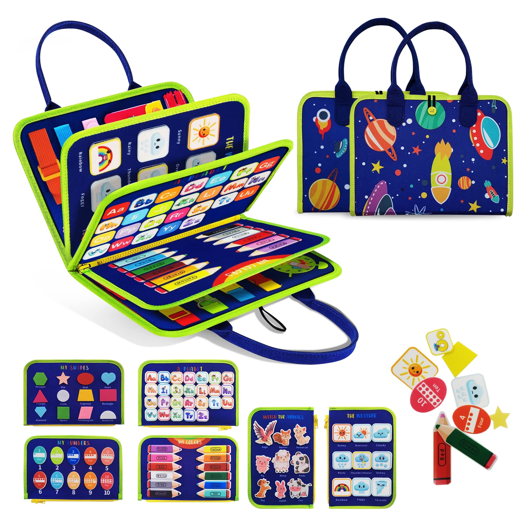 TenFans Busy Board - Montessori Toys for 1 2 3 Years Old - Sensory Toys for Autism - Toddler Toys Gift for Boys & Girls Learning Fine Motor Skills