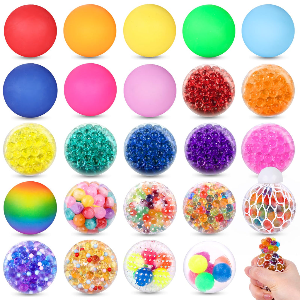 LovesTown 24PCS Stress Ball Fidget Toys Squeeze Balls Sensory Stress Balls for Kids Party Favors Goodie Bag Stuffers Birthday Gifts