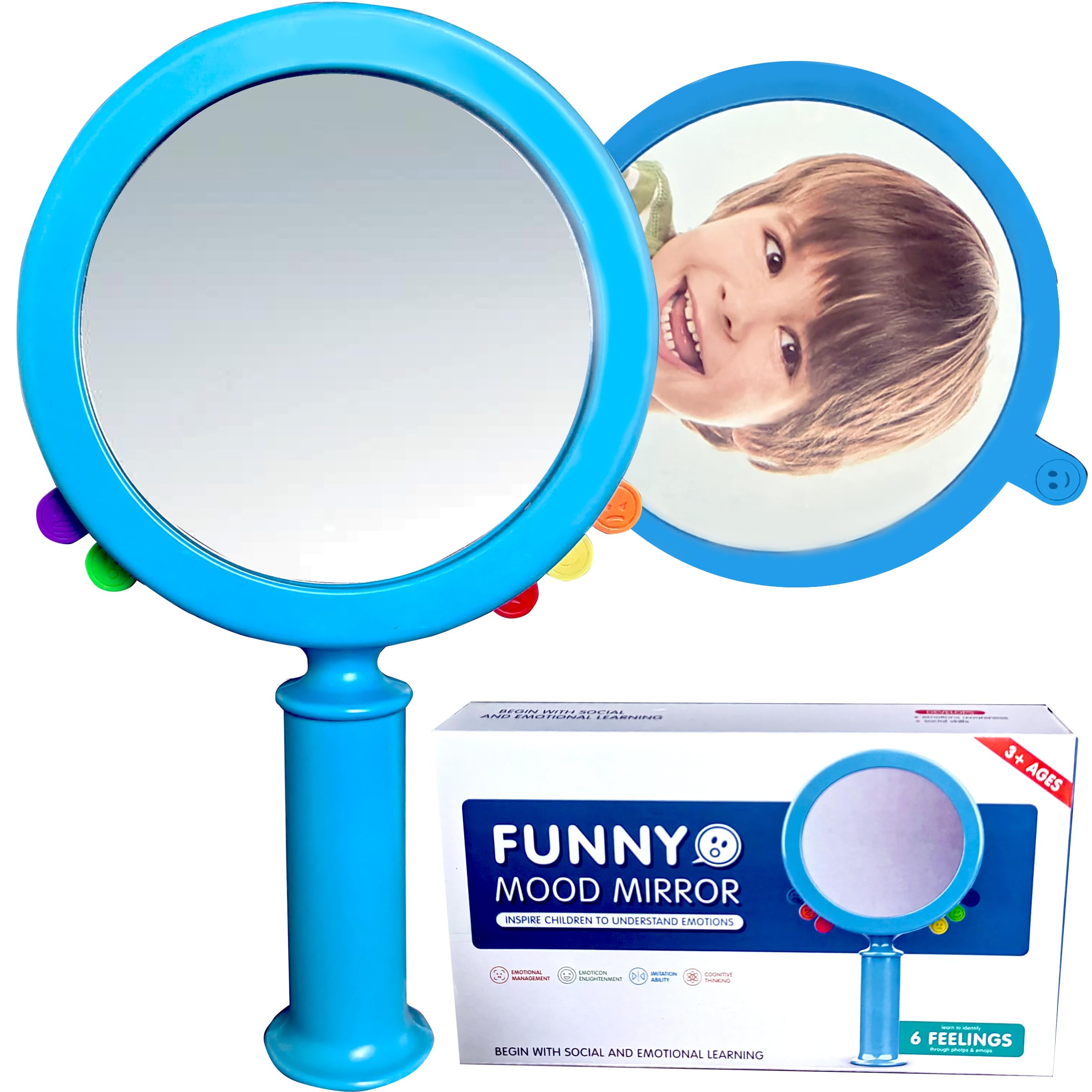 See My Feelings Emotion kids Mirror - Social Emotional Learning Activities & Autism Toys for Toddlers - Sensory Toys for Kids with Autism - Autism Sensory Products for Calm Down Corner - Therapy Games