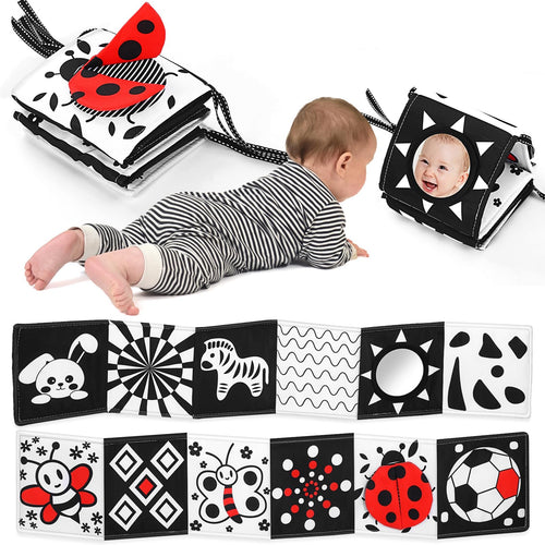 AJsupojouet Newborn ToysBlack and White High Contrast Baby Book for Newborn Toys 0 3 Months Brain DevelopmentTummy Time Toys Sensory Infant ToysMontessori Toys for Babies Essentials 0 6 12 Gifts