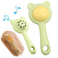 Textured Silicone Teething Toys for Baby 2 in 1 Rattle and Teether Toy Sensory Exploration and Teething Relief Easy to Hold Handles 0+ Months (Green)