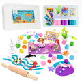 Creative Mind Mermaid Sensory Kit for Kids with 3 Jars of Non-Toxic Play Dough Reusable Sensory Bins for Toddlers with Sea Animals Shells Pearls Mold and Roller Pin - All in one Sensory Play
