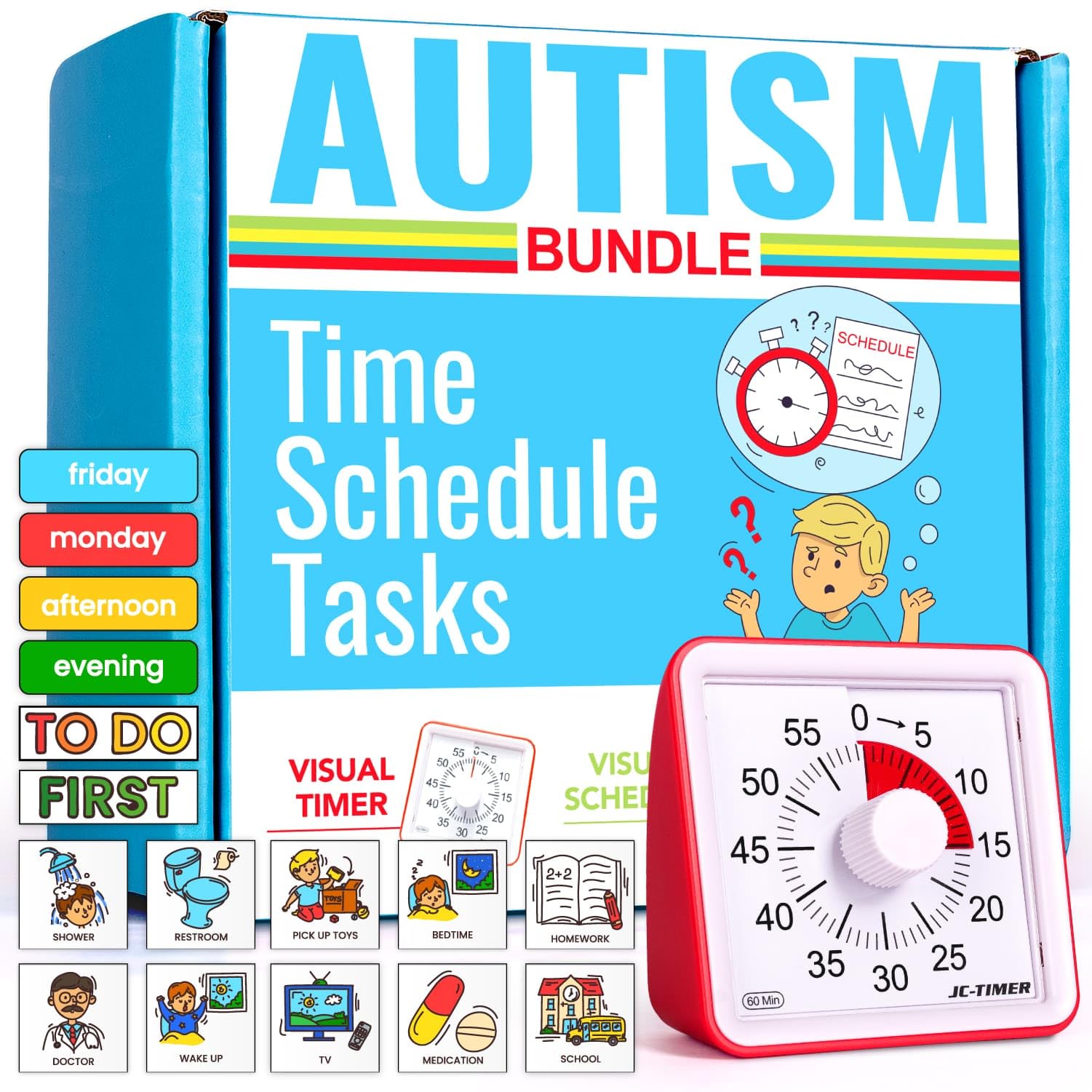 Autism & Prosperity Time Schedule Tasks - Autism Learning Materials Special Education Autism Sensory Products Sensory Toys for Kids with Autism Visual Schedule for Kids with Autism Age 3 4 5 7 8 12