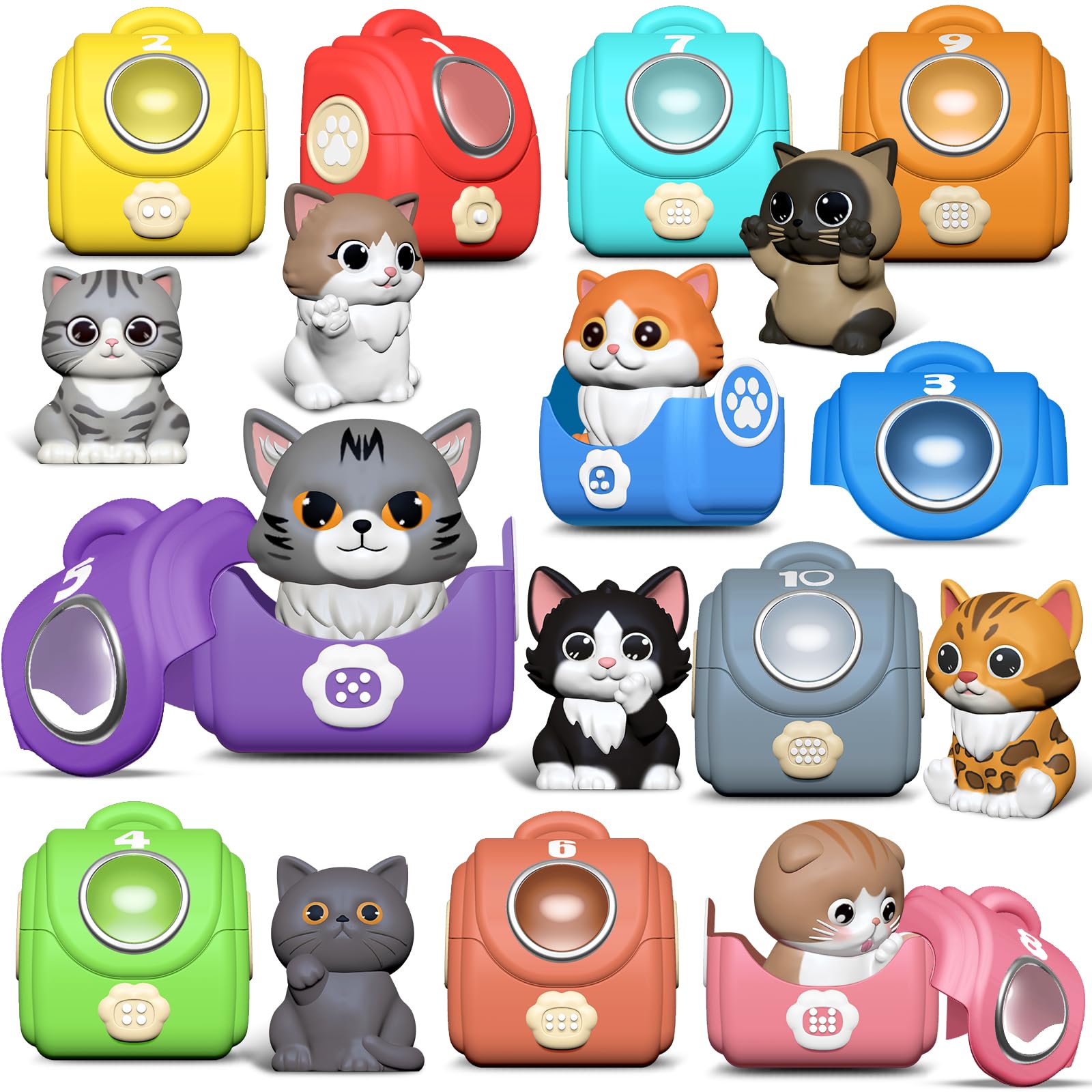 Learning Toy for Toddlers 1 2 3 Year Old 20 Pcs Cat Toys for Kids Counting Matching & Sorting Montessori Educational Sensory Toys Christmas Birthday Easter Gift for Baby Boy Girl 1-3