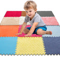 MOTGOM 12 Set Sensory Floor Tiles - Textured Sensory Mats Interlocking Sensory Rug Sensory Toys for Autistic Children Kids Baby Toddler Multi Sensory Exploration Tactile Play Fidgeting Activity
