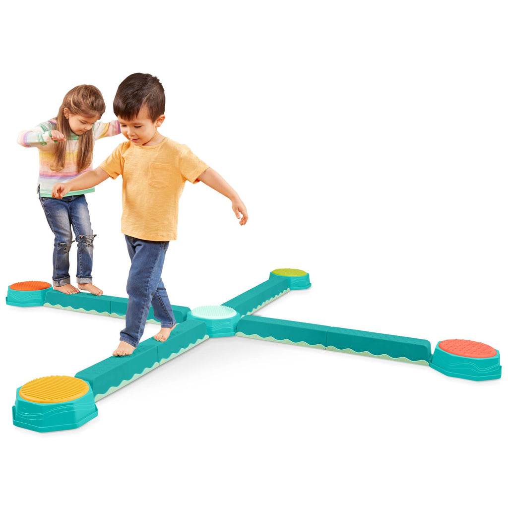 B. toys – Balance Beam for Kids – Interlocking Balancing Beams – 5 Sensory Pads & 8 Beams – Active Play for Toddlers Kids – 3 Years + – Balance & Build Set