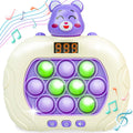 Marlo & Buzz Fast Push Game Toy with Popit Game Controller Pop Fidget Animal with LED Screen - Sensory and Memory Console Quick Bubble Light Toy Pocket Games (Purple Bear)