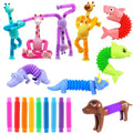Kryfa Telescopic Suction Cup Giraffe Toy Sucker Pop Tube Giraffe Stretchy Giraffe Suction Toy Animals Pop Tube Sensory Toy for Kids 4-8 8-12 (18 PCS)