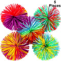 5 Pieces Monkey Stringy Balls Sensory Fidget Stringy Balls Soft Rainbow Pom Bouncy Stress Balls with Storage Bag Multicolor (2.75 Inch 5 Pieces)