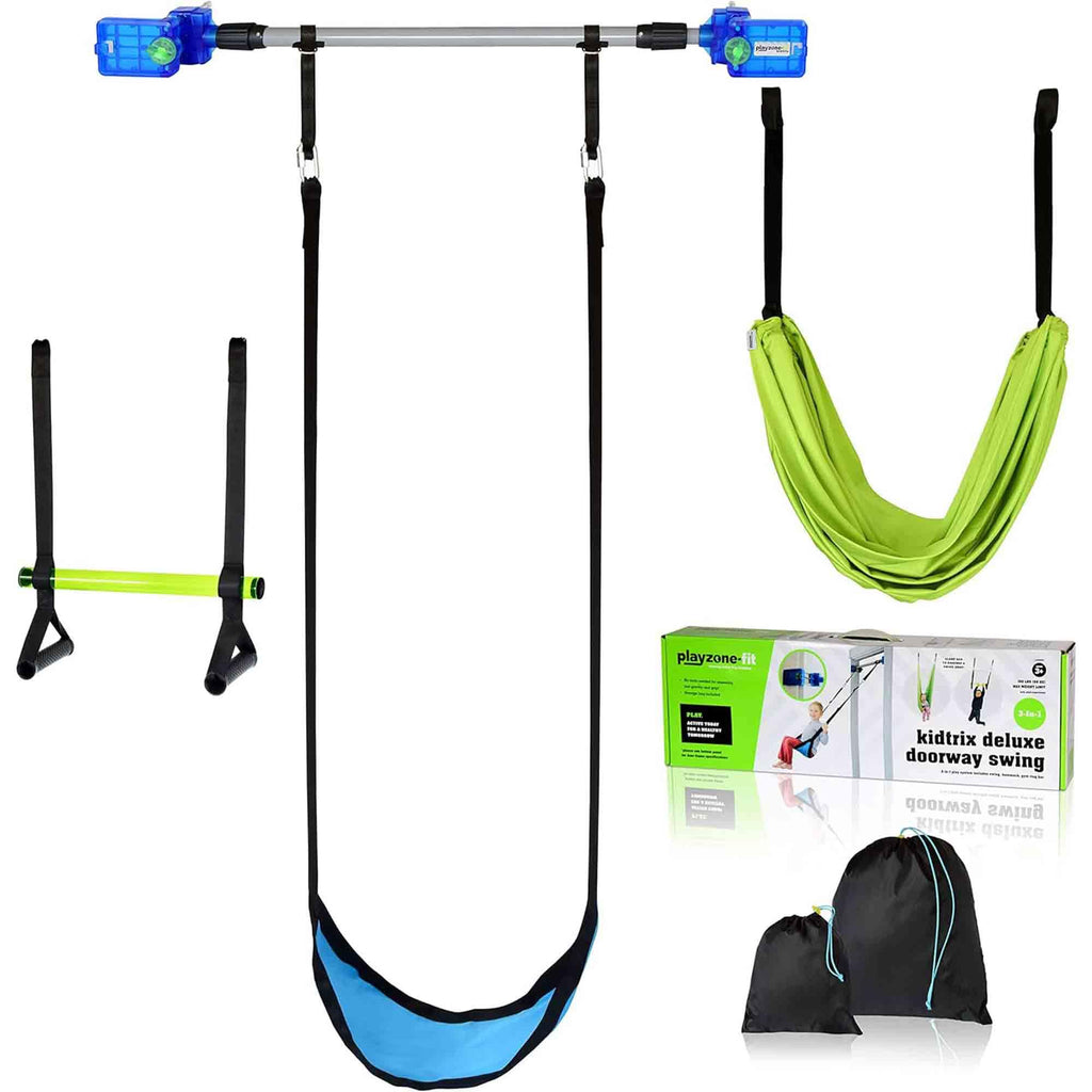Playzone-fit Kidtrix Deluxe Doorway Swing Kit - Fun Doorway Swing for Kids - Includes Indoor Sensory Swing - Weight Limit 150 lbs. - Recommended Ages 3+