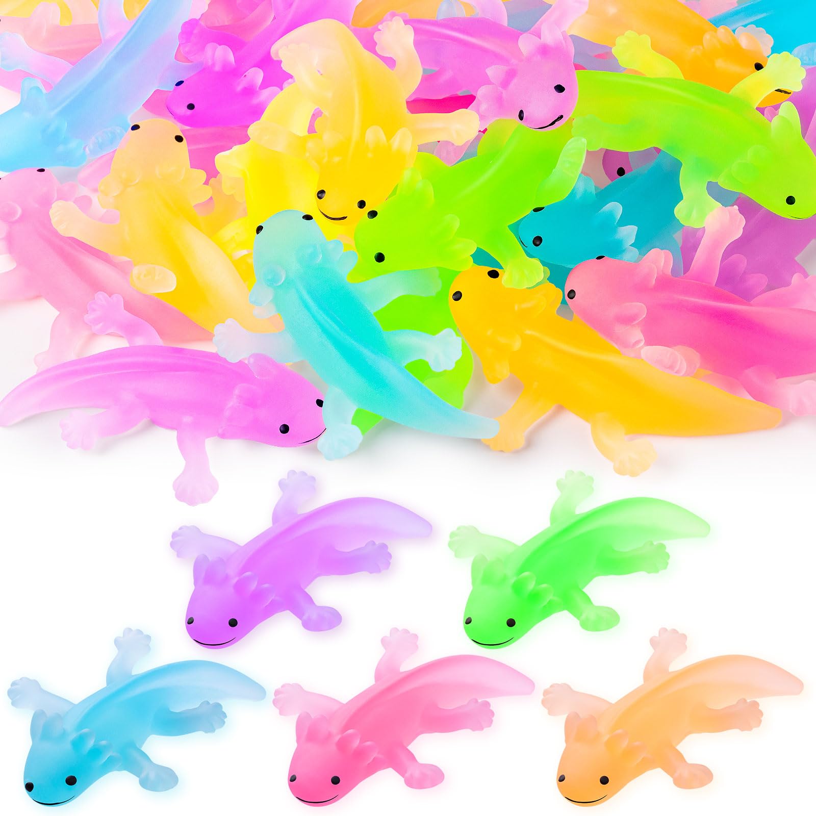 30PCS Axolotl Animals Toys Bulk Cute Squeeze Axolotl Fidget Stress Relief Salamander Animal Sensory Toys for Child Relax Meeting Favors Birthday Decorations (5 Color)