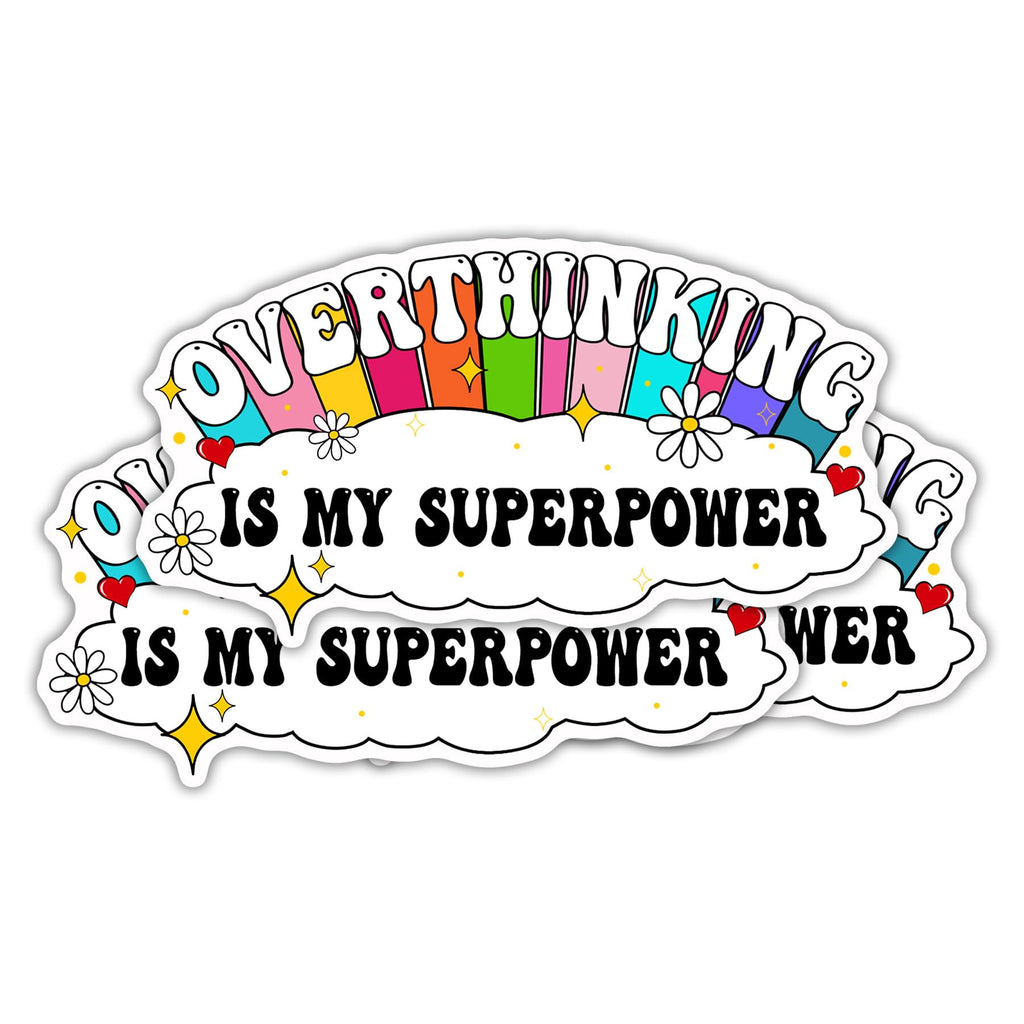 (3PCS) Overthinking is My Superpower Sticker Mental Health ADHD Waterproof Vinyl Die-Cut Bumper Stickers Funny Meme Sticker for Girl Bookish Hard Hat Laptop Water Bottle Phone Case (3 Inches)