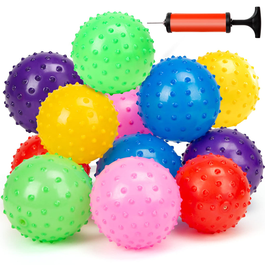 LOVEINUSA Bounce Ball 12 PCS Sensory Balls Knobby Party Balls Massage Balls with Air Pump Set 4.72"