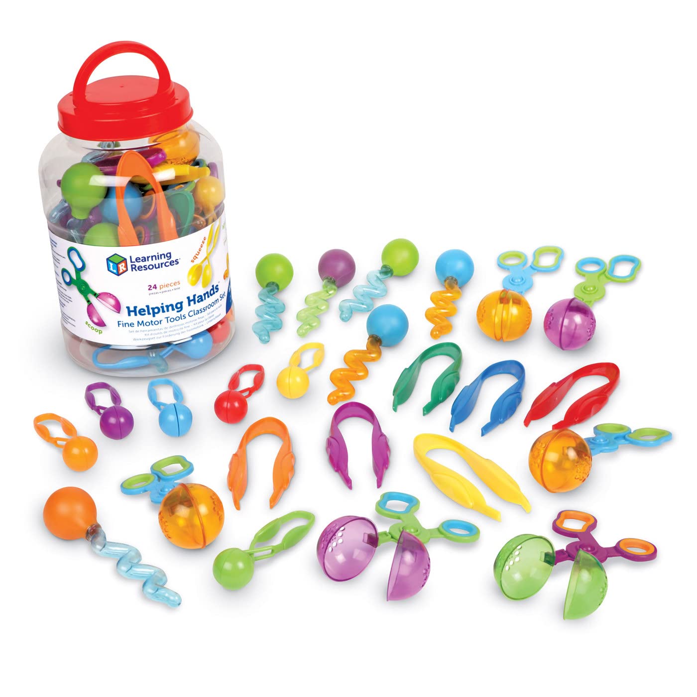 Learning Resources Helping Hands Fine Motor Tools Classroom Set24 Pieces Ages 3+ fine Motor Skills Teacher Resources for Classroom Sensory Toys for Toddlers Scoopers and Tweezers Toys